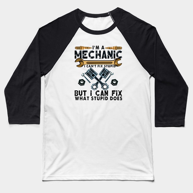 Funny Mechanic For Men Dad Car Auto Diesel Automobile Garage Baseball T-Shirt by The Design Catalyst